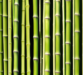 Obraz premium background collage of green bamboo fence surface texture. Background for banner, backdrop or texture mapping.generative ai