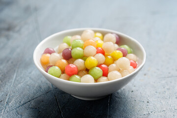 Fruity colourful Tapioca pearls for trendy Asian style boba tea
