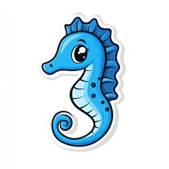 Naklejka premium Here's a and keyword list suitable for a stock photo site.. Adorable cartoon seahorse illustration.