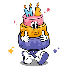 happy birthday cake with candle vector illustration design