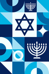 Happy Hanukkah. Seamless geometric pattern. Template for background, banner, card, poster. Vector EPS10 illustration.