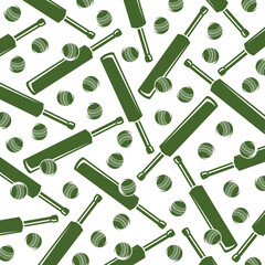 Cricket and soccer background, pattern set. Collection icons cricket. Vector