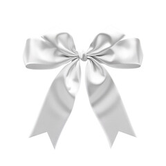 White Satin Bow on Transparent Background