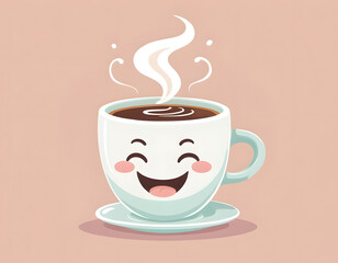 Obraz premium Smiling coffee cup with steam