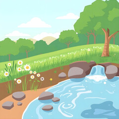 Naklejka premium Vector summer nature background