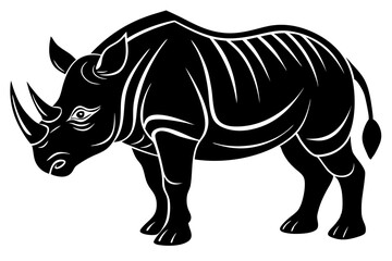 Rhino silhouette vector art on a whit background 