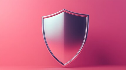Silver Shield on Pink Background: A Symbol of Protection