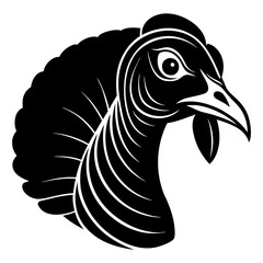 Fototapeta premium Wild Turkey head silhouette vector art on a whit background 