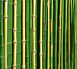 Fototapeta premium background collage of green bamboo fence surface texture. Background for banner, backdrop or texture mapping.generative ai