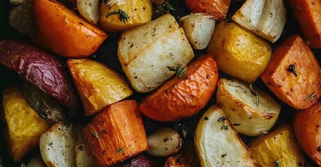 Oven Roasted Vegetables. AI generated illustration.