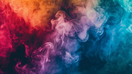 Fototapeta premium photograph of Abstract colorful smoke swirls against black background