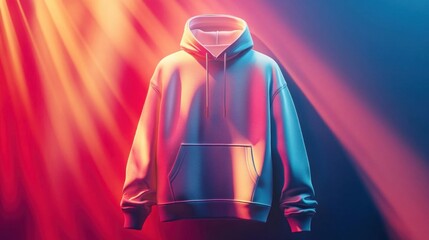 White Hoodie with Neon Lights,  Fashionable Comfort for a Casual Look