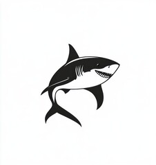 Obraz premium Black and white illustration of a great white shark.