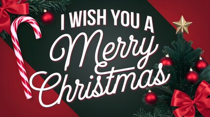 Greeting card with text: "I wish you a Merry Christmas", in a retro style.