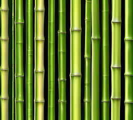 Obraz premium background collage of green bamboo fence surface texture. Background for banner, backdrop or texture mapping.generative ai