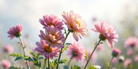 Obraz premium Ranunculus flowers swaying gently in the breeze, botanical photography, natural beauty, outdoor photography