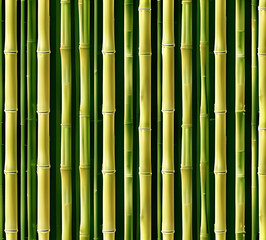 background collage of green bamboo fence surface texture. Background for banner, backdrop or texture  mapping.generative ai