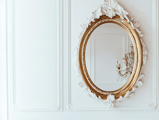 A decorative mirror with a unique frame, displayed against a white backdrop