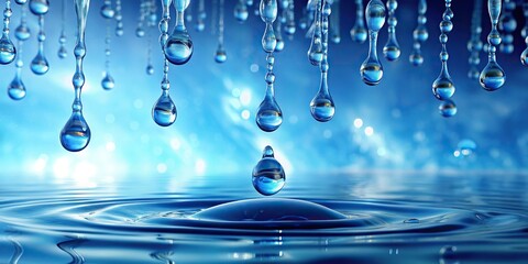 Water droplets falling from a sky blue ceiling, water, day