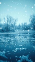 Sparkling ice and snowflakes on a frozen pond, Snowflakes, Winter wonderland, Serene atmosphere