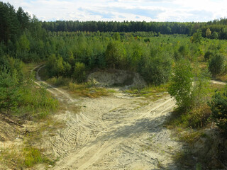 steep sandy cliff in the Lopatinsky quarries in the Moscow region