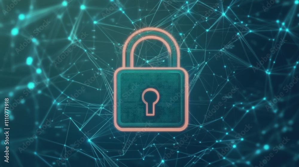 Poster digital padlock symbolizing data security and protection in a networked environment.