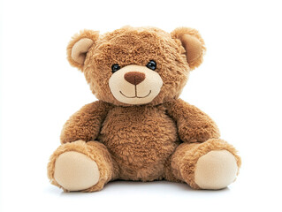 A plush stuffed animal, soft and inviting, isolated on white