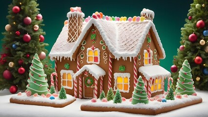 Obraz premium gingerbread house with christmas tree