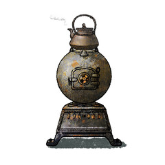 暖房器具イラスト素材・だるまストーブ