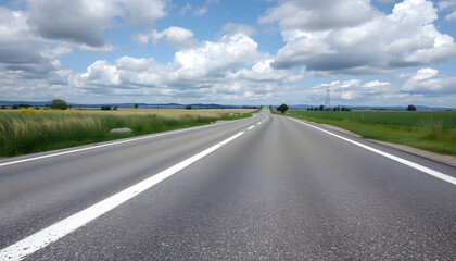 Fototapeta premium Start line pattern painted on the countryside asphalt road ground