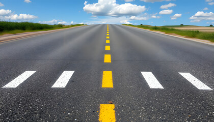 Fototapeta premium Start line pattern painted on the countryside asphalt road ground, origami