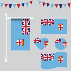 vector collection of fiji flag emblems and icons in different shapes