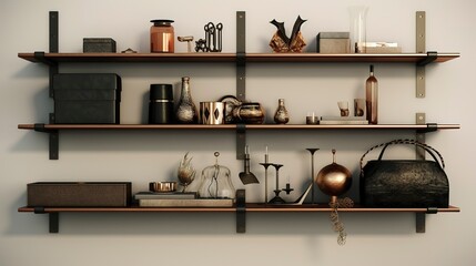 A photo of a shelf showcasing stylish handcrafted accessories