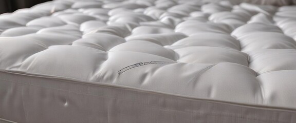 Fototapeta premium An intimate view of a king-size bed mattress with visible seams and stitching, seam, upholstery