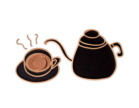 black coffee cup and kettle clip art preview