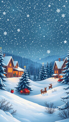 Naklejka premium Christmas background pattern winter card wallpaper banner panorama with copyspace copy space, comic art