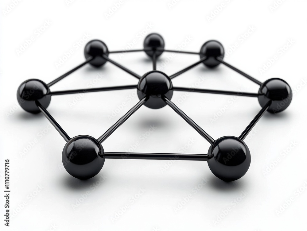 Poster abstract network structure with interconnected nodes on a sleek background.