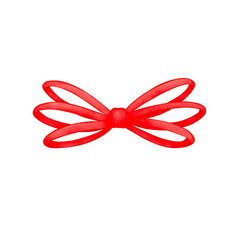 Red Coquette ribbon bow Watercolor