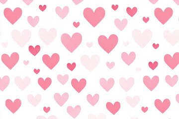 A delightful pattern soft, colorful hearts on a white background.
