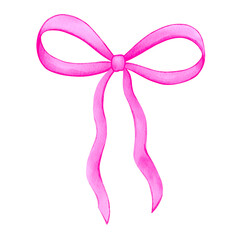 Pink Coquette ribbon bow Watercolor