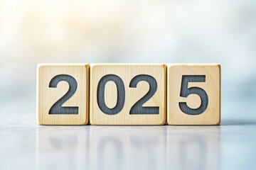 Wooden blocks displaying 2025 for future milestones and planning