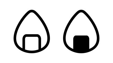 Onigiri icon PNG.  Japanese onigiri line art icon. Rice ball wrapped with seaweed symbol. Transparent background