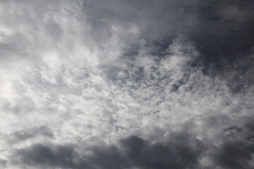 Fototapeta premium Dramatic sky, dark, blue, cloudy and lightning. Bad weather with dark clouds, overcast it will rain.