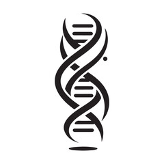 Scientific DNA Silhouette Vector for Genetics and Biotechnology, logo style dna