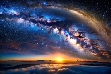 Stunning Aerial View of the Milky Way Galaxy Showcasing Stars and Space Dust in a Breathtaking Cosmic Landscape for Astrophotography Enthusiasts and Space Lovers
