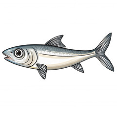 Obraz premium Realistic Mackerel or Tuna Fish Close-Up Against Black Background with Detailed Scales and Fins in Swimming Pose