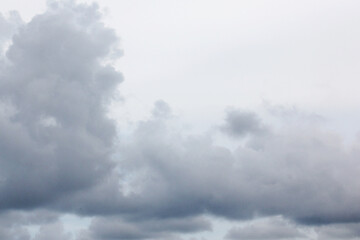 Dramatic sky, dark, blue, cloudy and lightning. Bad weather with dark clouds, overcast it will rain.