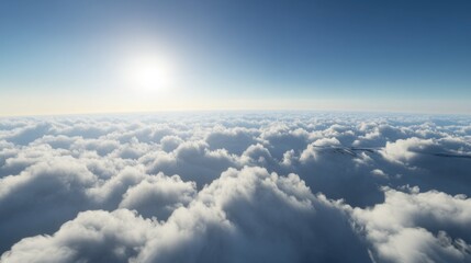 Serene Aerial View of Soft White Clouds Under Bright Sunshine