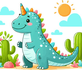 Fototapeta premium a cartoon dinosaur in the background.