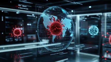 Obraz premium Global COVID-19 Virus Spread Visualization with Data Analysis